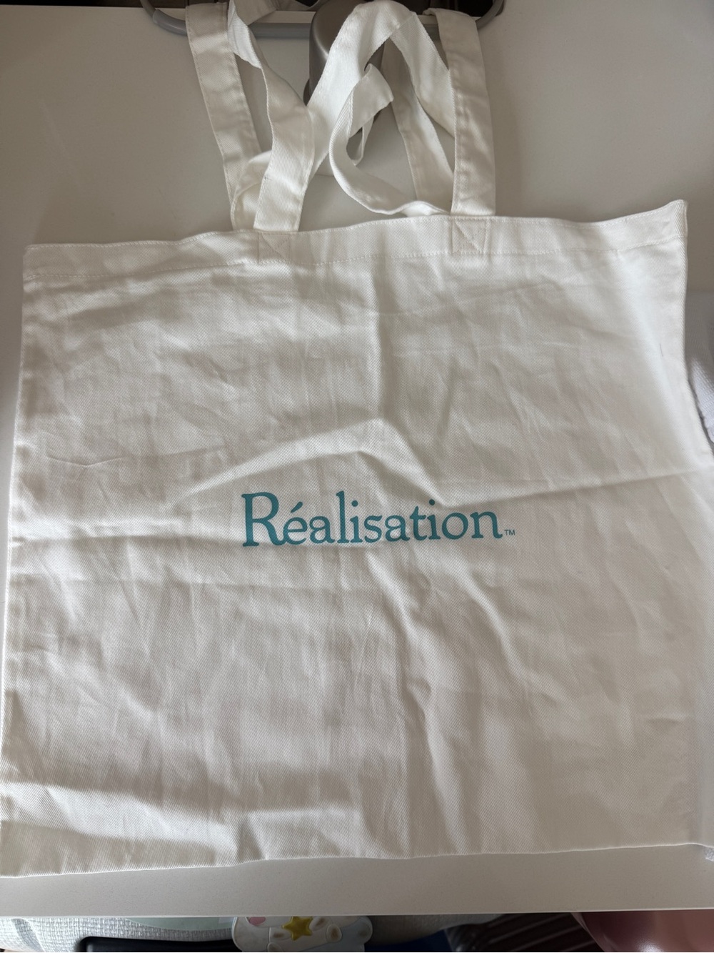 Realisation Par White Cotton Tote with Teal Logo